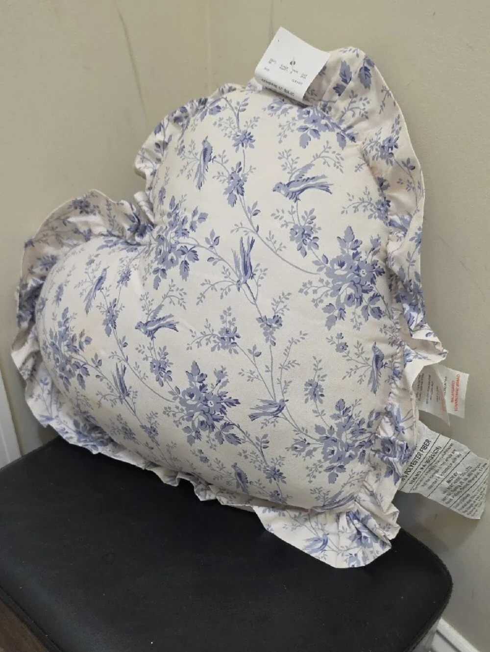 Shabby Chic Blue Floral Ruffle Accent Pillow